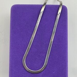 💛 Vintage Silver Tone Herringbone Chain Necklace | Classic Sleek Minimal Jewelry